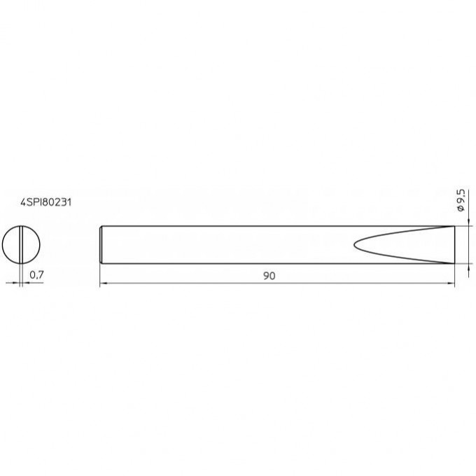 Жало паяльное клиновидное прямое WELLER SPI 0.7x9.5 мм 4SPI80231-1