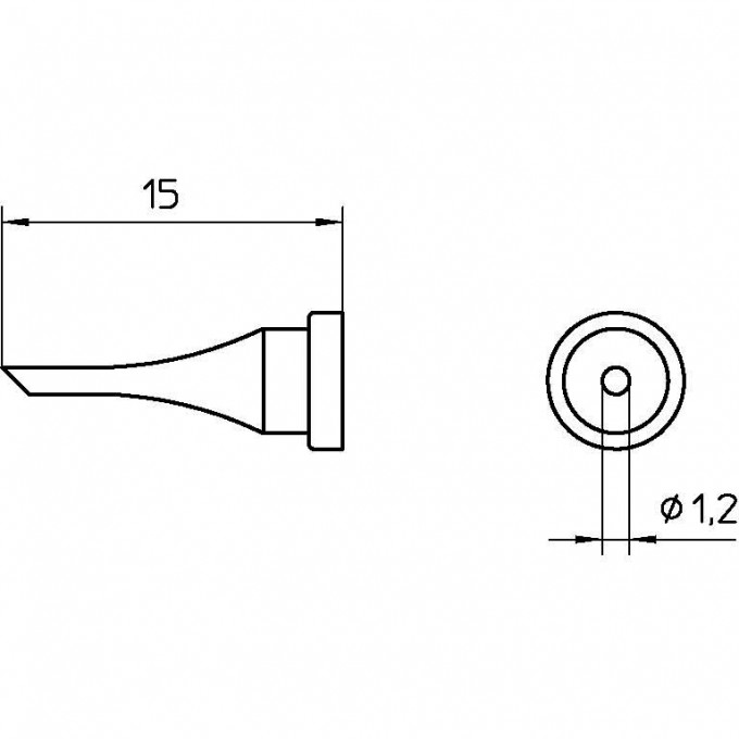 Жало паяльное WELLER LT 11CP цилиндрическое со скосом 1.2 мм T0054442171