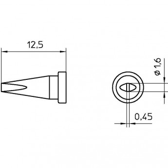 Жало паяльное клиновидное прямое высокоскоростное WELLER LT 1.6x0.45 мм T0054453999