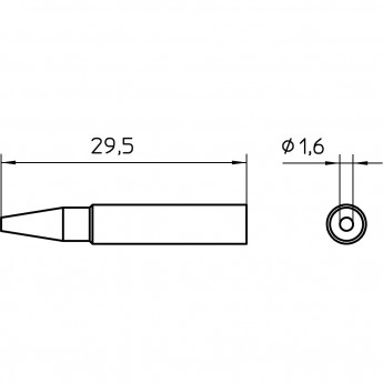 Жало паяльное коническое прямое WELLER XNT 1.6 мм высокоскоростное T0054489799