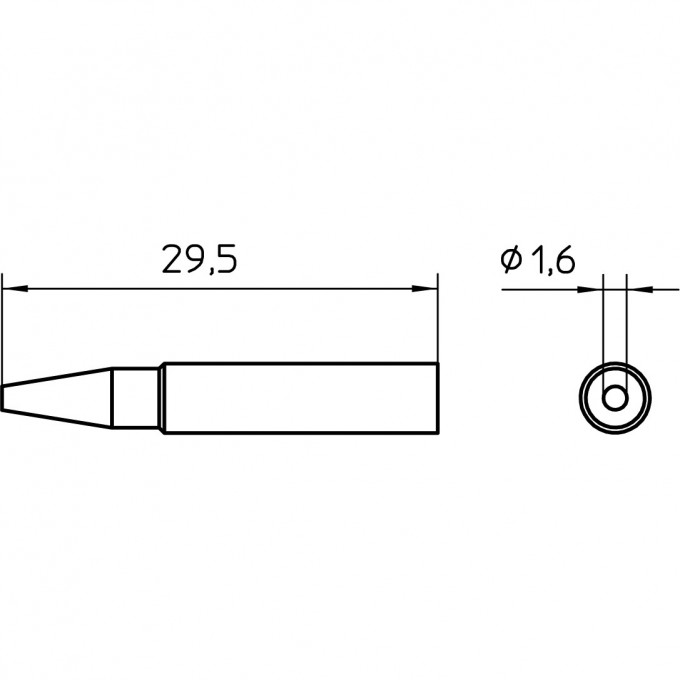 Жало паяльное коническое прямое WELLER XNT 1.6 мм высокоскоростное T0054489799