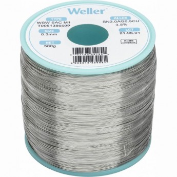 Проволочный припой WELLER WSW SAC M1 с флюсом 3.5% без свинца, диаметр 0.3 мм