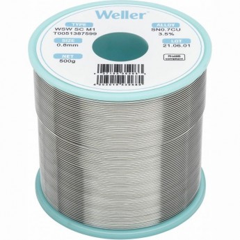 Проволочный припой WELLER с флюсом Sn99.3/Cu0.7, 0.8 мм, 3.5% флюса WSW-SC-M1 Проволочный припой WELLER с флюсом Sn99.3/Cu0.7, 0.8 мм, 3.5% флюса WSW-SC-M1